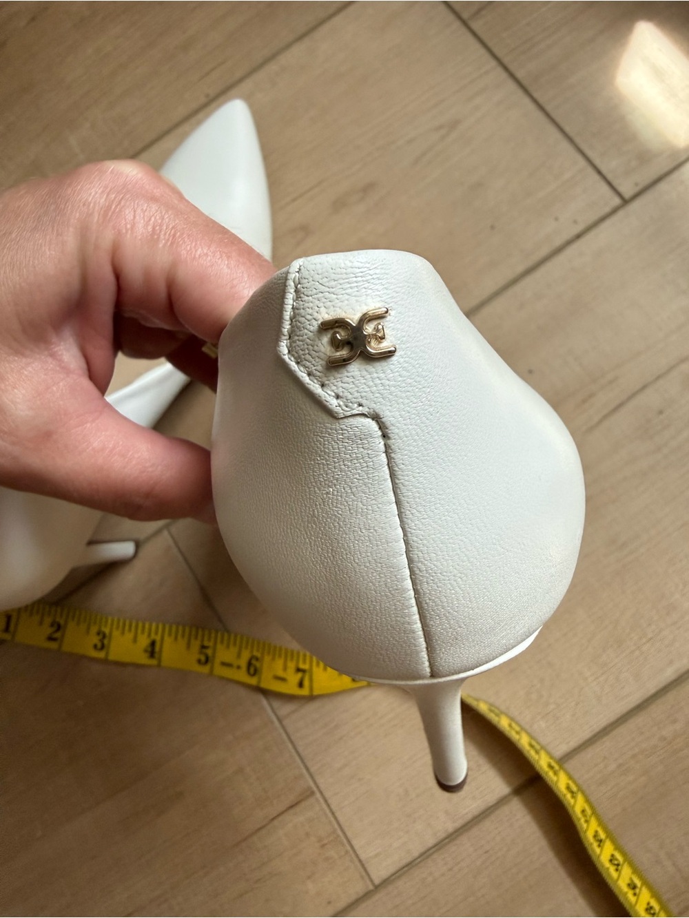 Sam Edelman White Leather Pointed-Toe Stiletto Pumps Size 8, Medium - Picture 5 of 8